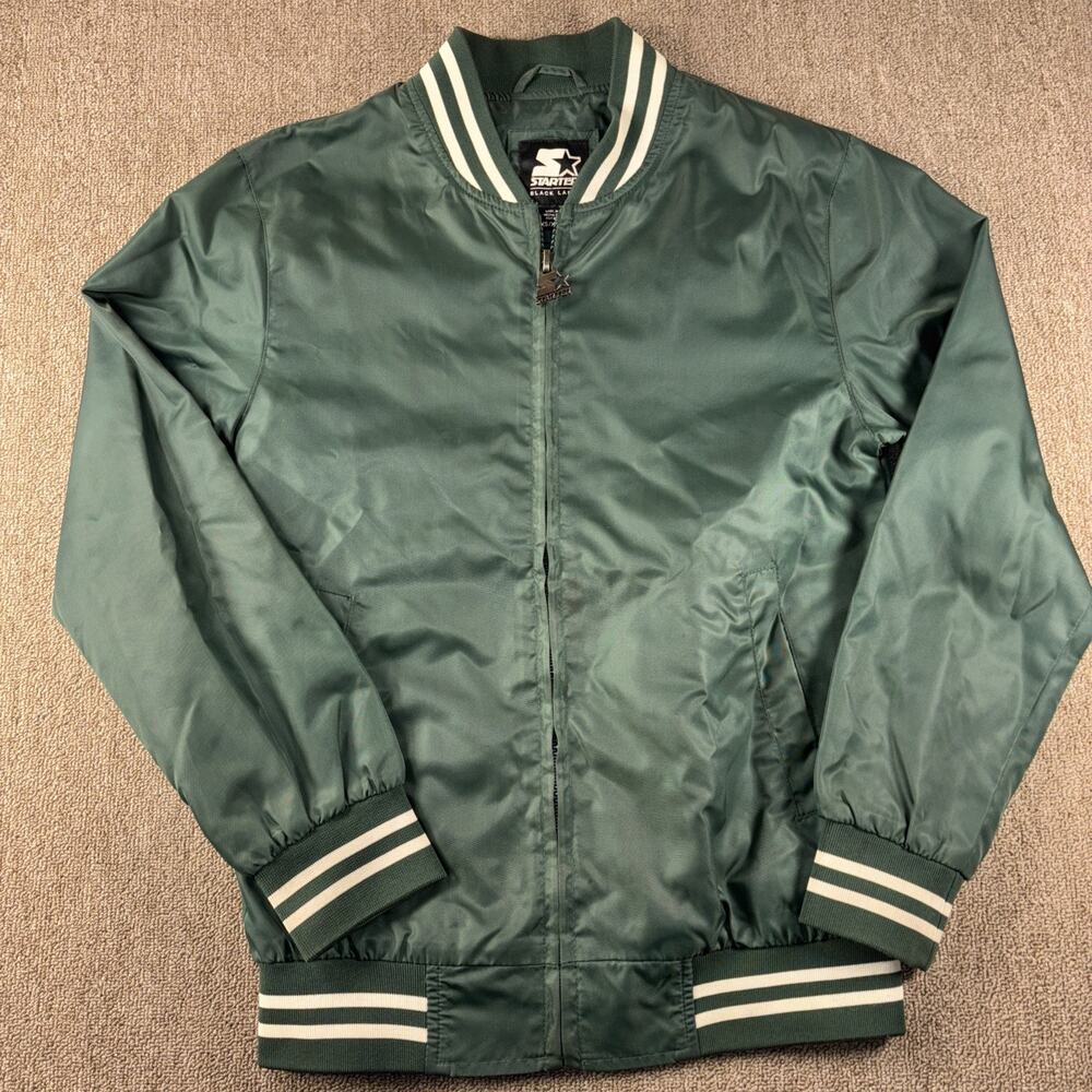 Vintage Starter Black Label Satin Jacket XS Green Clean